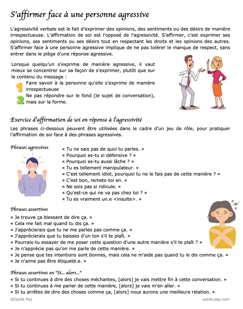 S’affirmer face à une personne agressive | Principe & exemples [PDF]