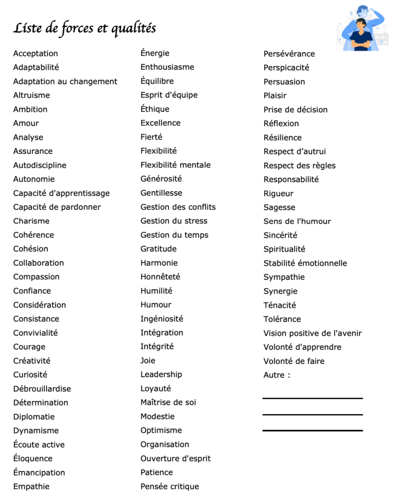 Liste de forces et qualités pdf