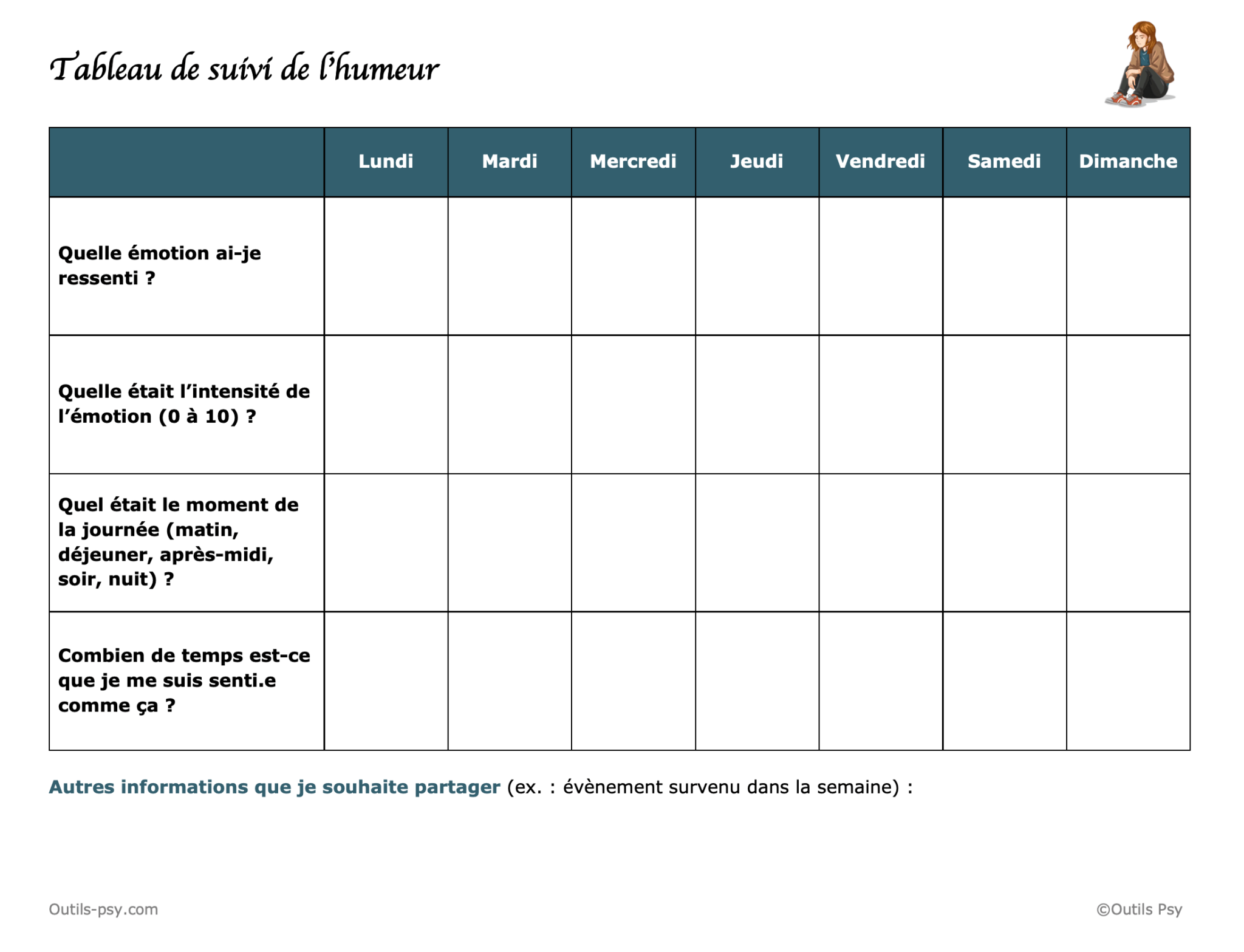 TCC Tableau De Suivi De L humeur Quotidienne PDF TCC Tableau De Suivi De L humeur Quotidienne PDF